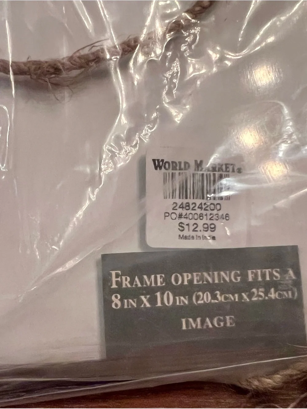 Set of 7 Cost Plus World Market Black & Cream Hanging Photo Frames with Rope
